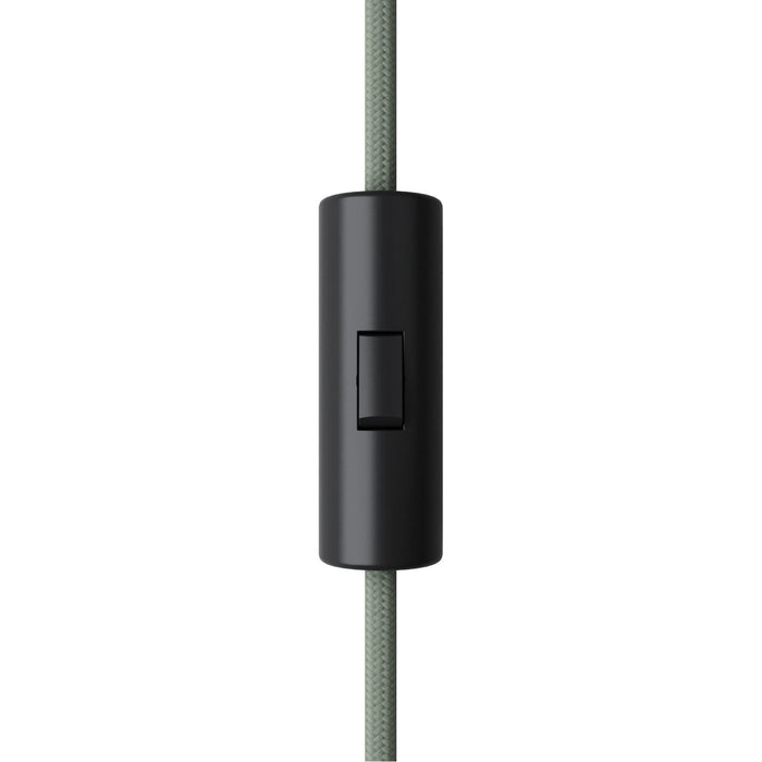 Cilindrinis vienpolis jungiklis laidui su įžeminimu juodas, 7.25 cm