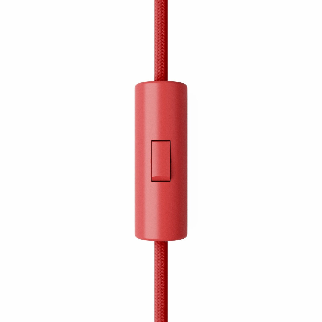 Cilindrinis vienpolis jungiklis laidui su įžeminimu raudonas, 7.25 cm