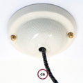 Keraminis lubų dangtelis ø13 cm, sendintas baltas, 1 anga