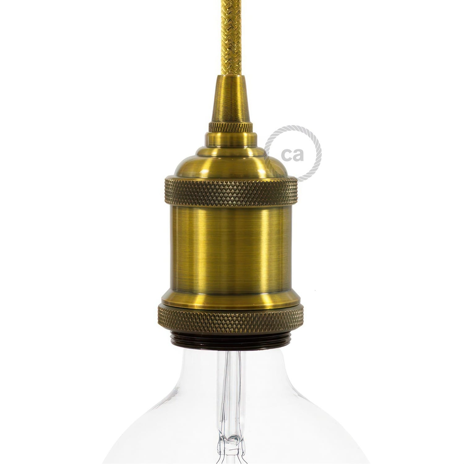 Lemputės lizdo laikiklis E27 Vintage ø5 cm, sendinta žalvario
