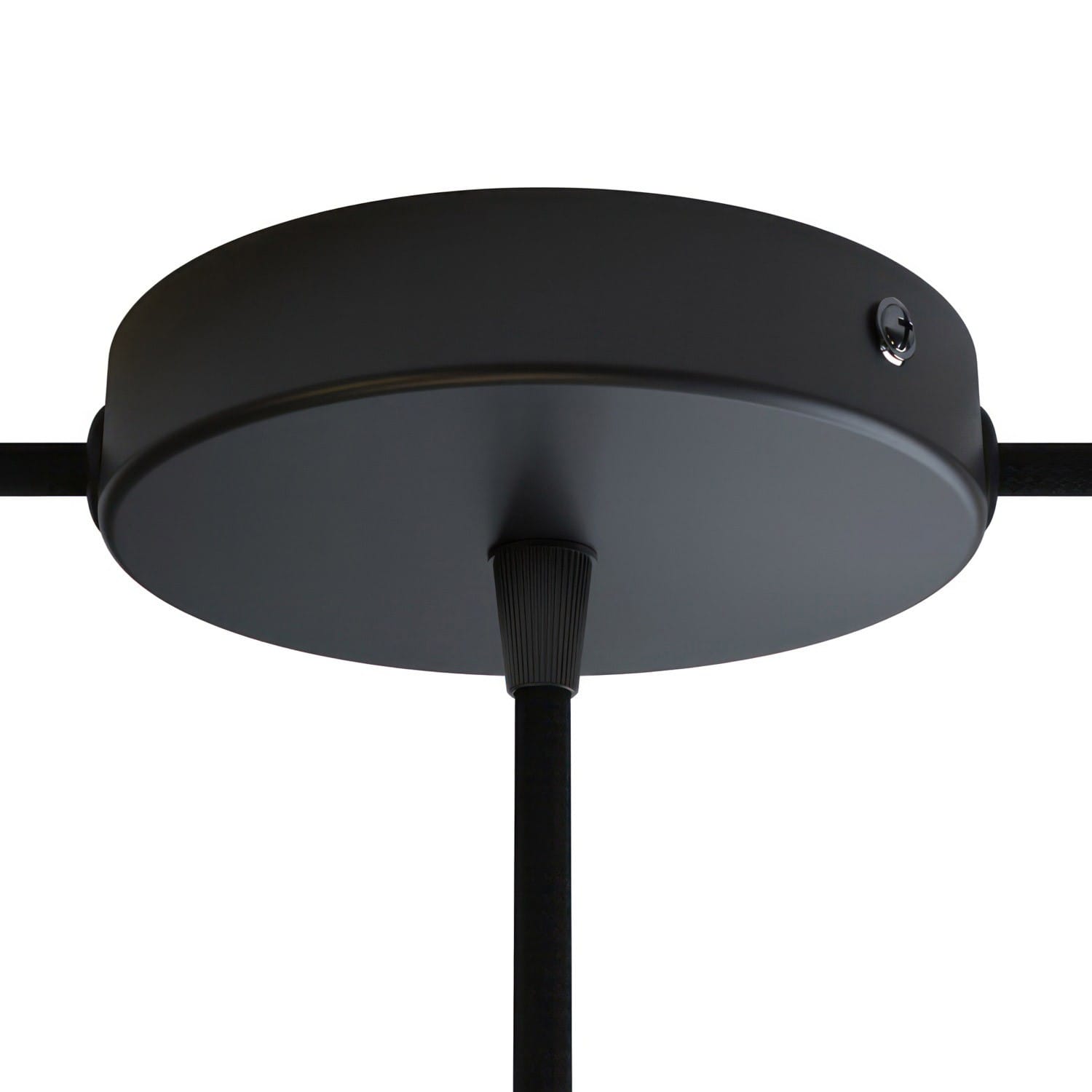 Lubų dangtelis metalinis ø12 cm, juodas matinis, 1 centrinė ir 2 šoninės angos