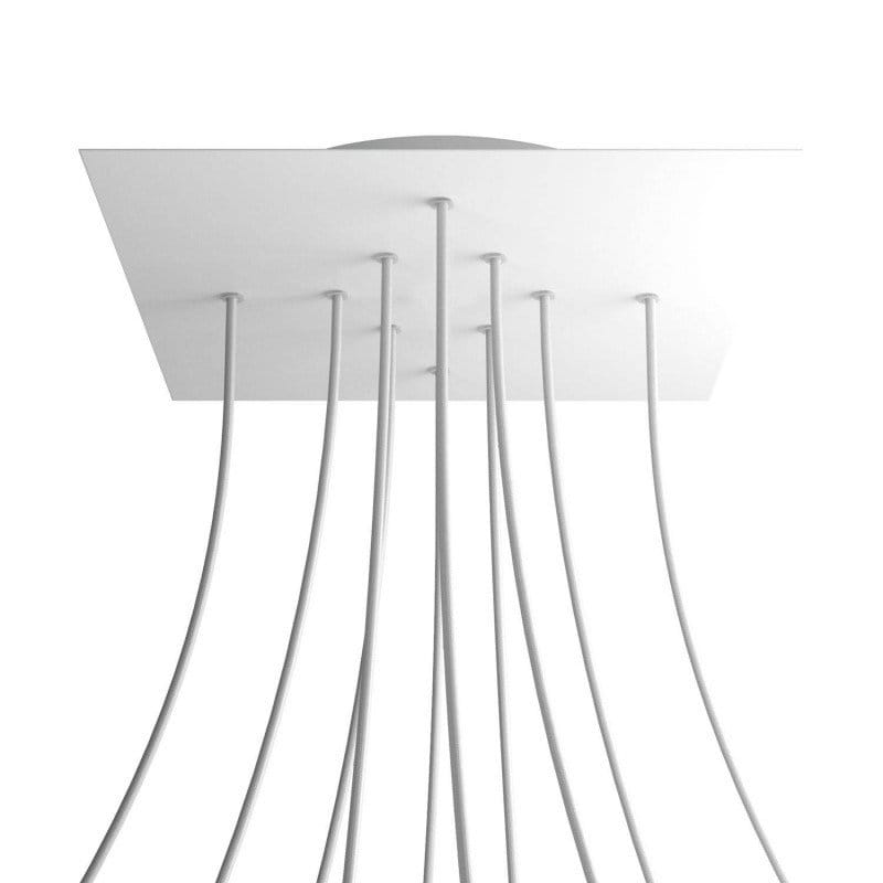 Lubų dangtelis XXL metalinis, 40 x 40 cm, baltas, 10 centrinių ir 4 šoninės angos