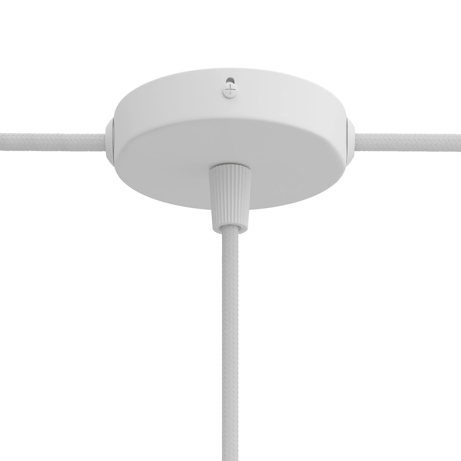 Lubų dangtelis metalinis ø8.3 cm, baltas matinis, 1 centrinė ir 2 šoninės angos