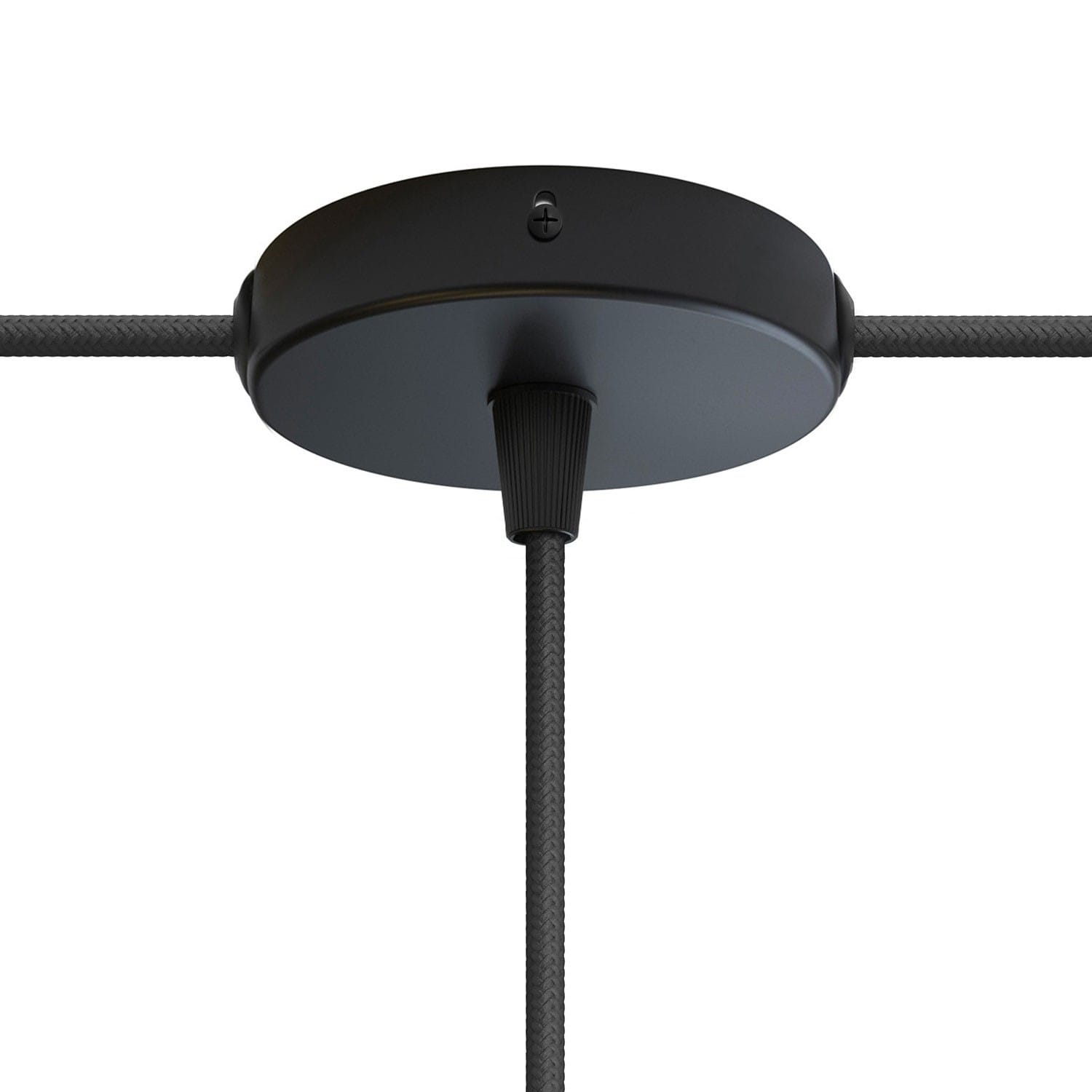 Lubų dangtelis metalinis ø8.3 cm, juodas matinis, 1 centrinė ir 2 šoninės angos