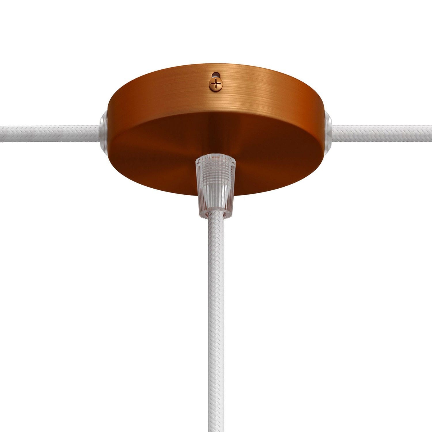 Lubų dangtelis metalinis ø8.3 cm, vario matinis, 1 centrinė ir 2 šoninės angos