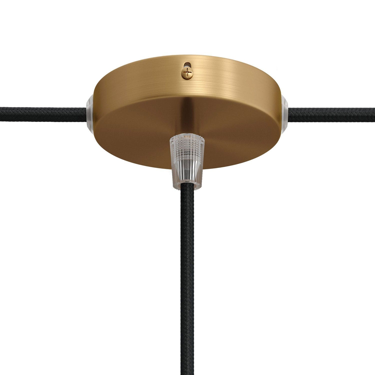 Lubų dangtelis metalinis ø8.3 cm, žalvario matinis, 1 centrinė ir 2 šoninės angos