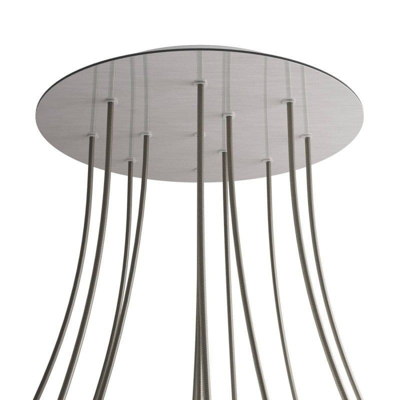 Lubų dangtelis XXL metalinis, ø40 cm, pilkas, 12 centrinių ir 4 šoninės angos