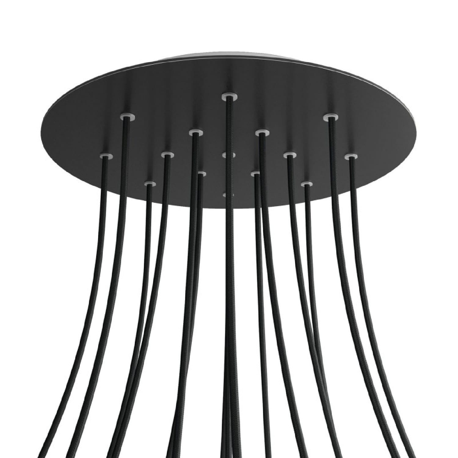 Lubų dangtelis XXL metalinis ø40 cm, juodas, 15 centrinių ir 4 šoninės angos