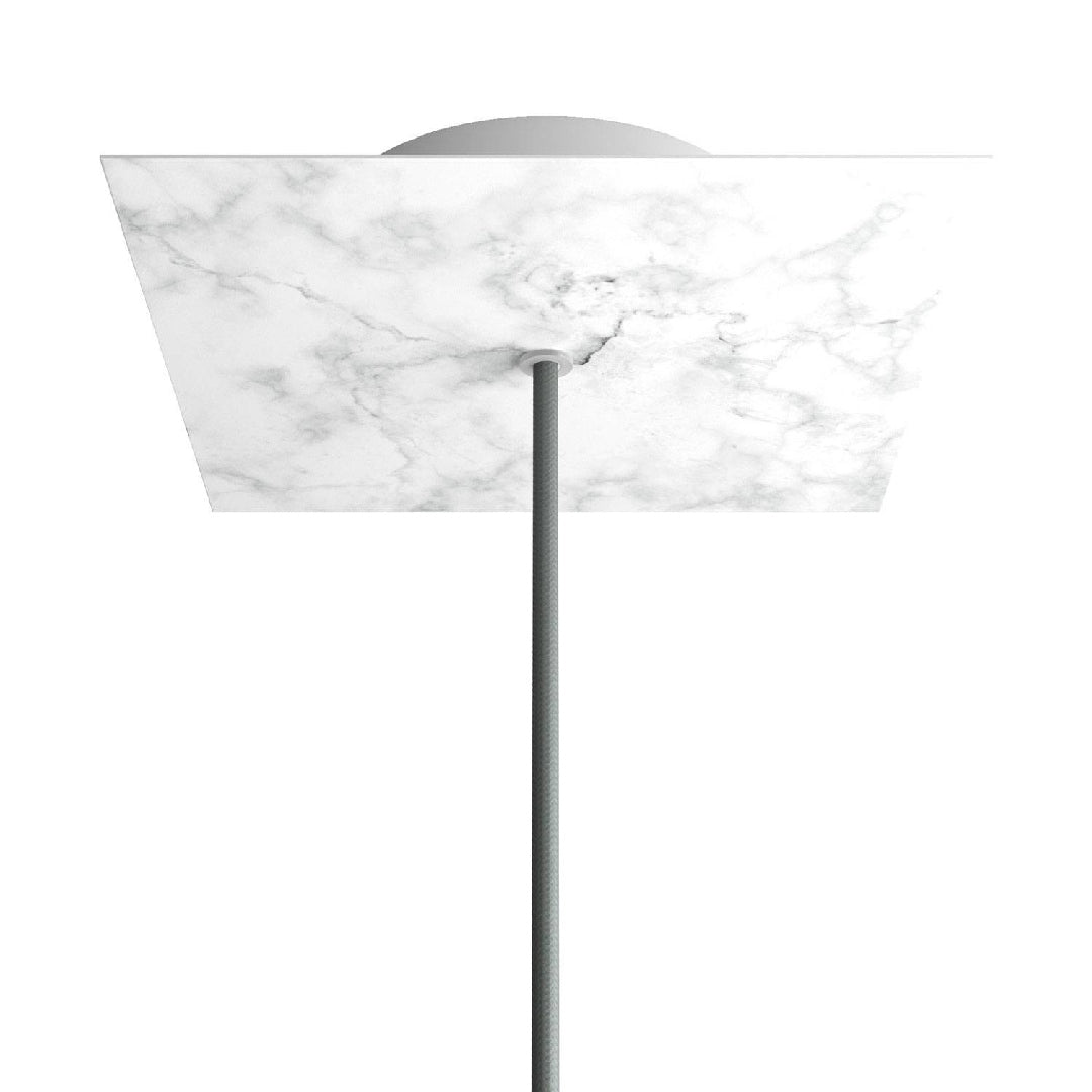 Lubų dangtelis XL metalinis, 20 x 20 cm, baltas marmuras, 1 centrinė ir 4 šoninės angos