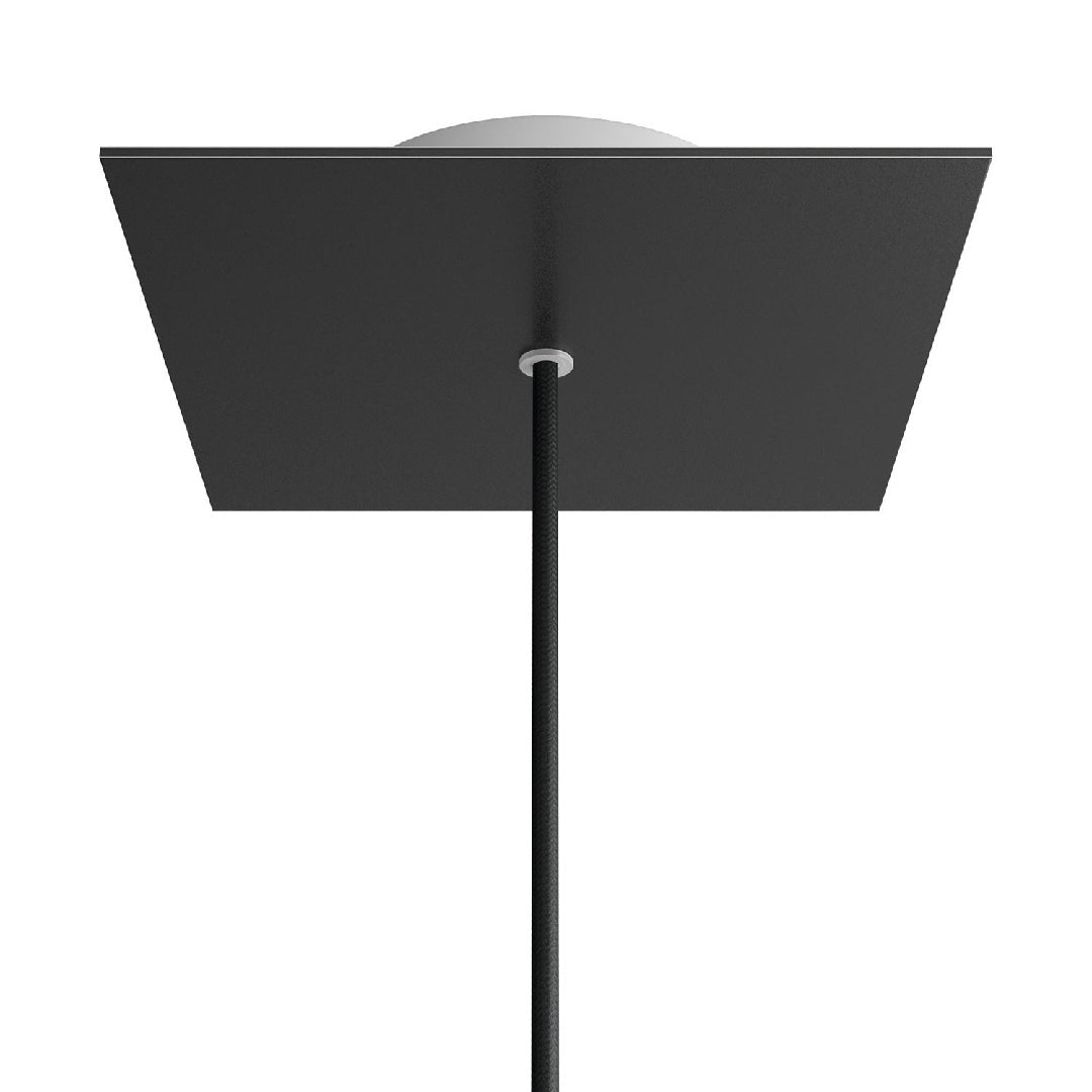 Lubų dangtelis XL metalinis, 20 x 20 cm, juodas, 1 centrinė ir 4 šoninės angos