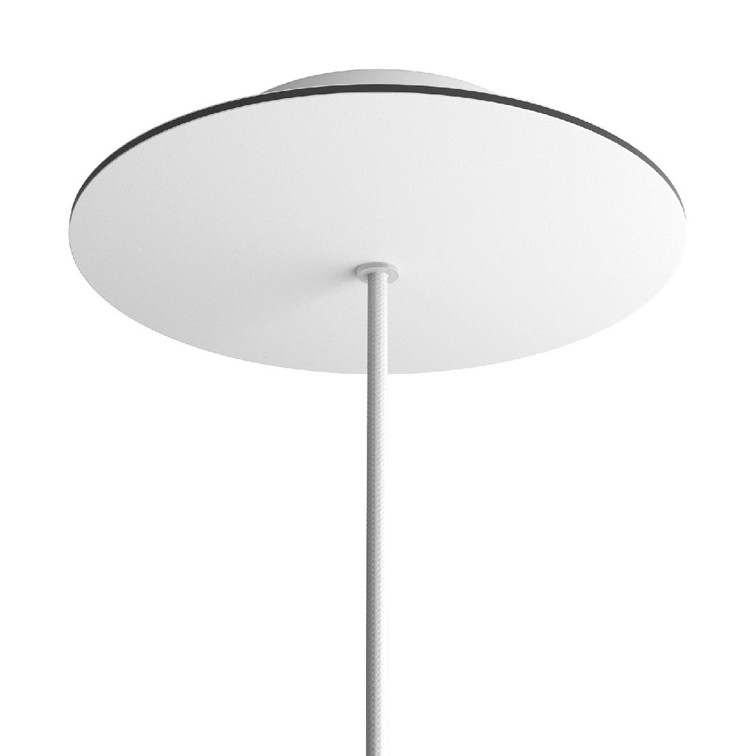 Lubų dangtelis XL metalinis, ø20 cm, baltas matinis, 1 centrinė ir 4 šoninės angos