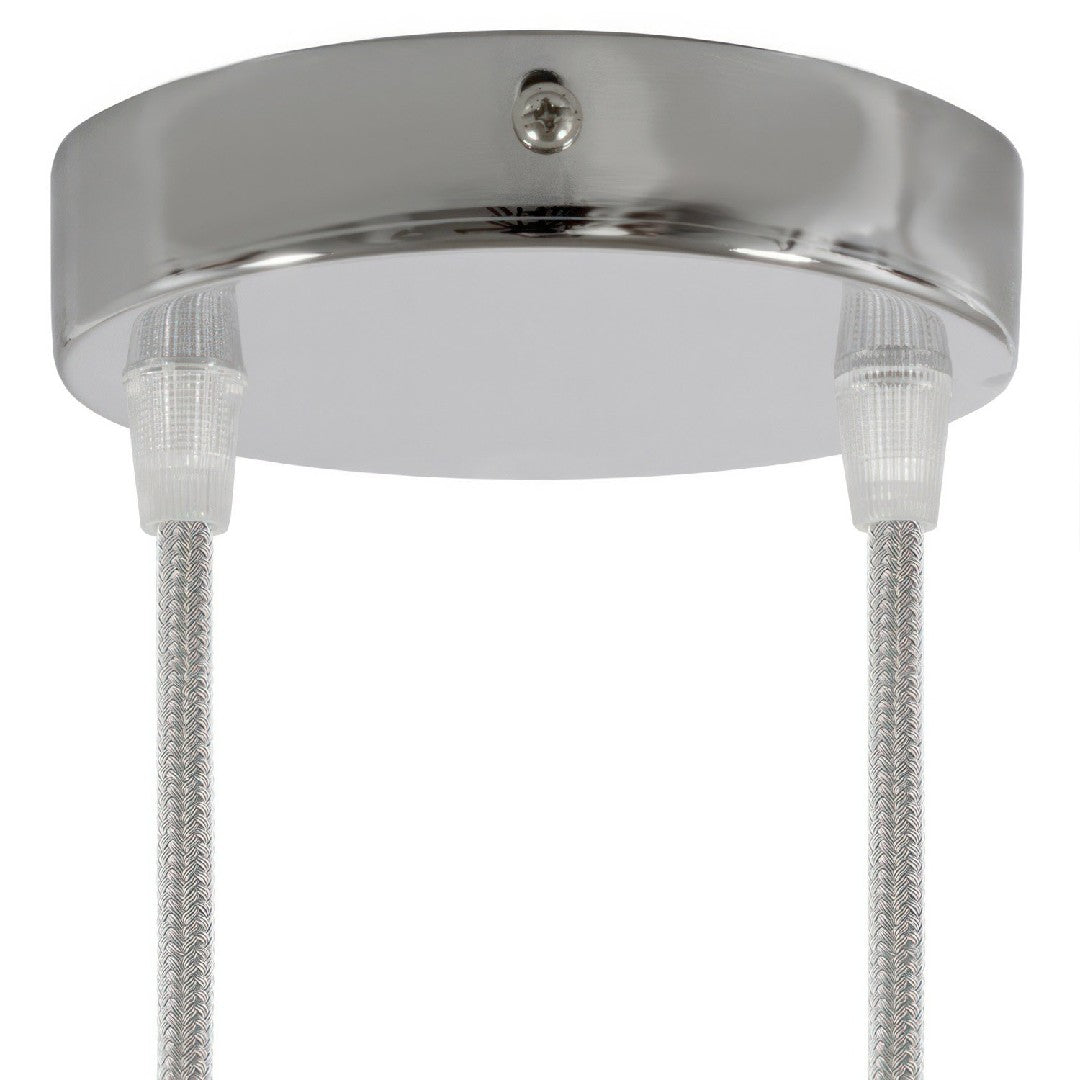Lubų dangtelis metalinis ø12 cm, 2 angos laidams, chromo pilka