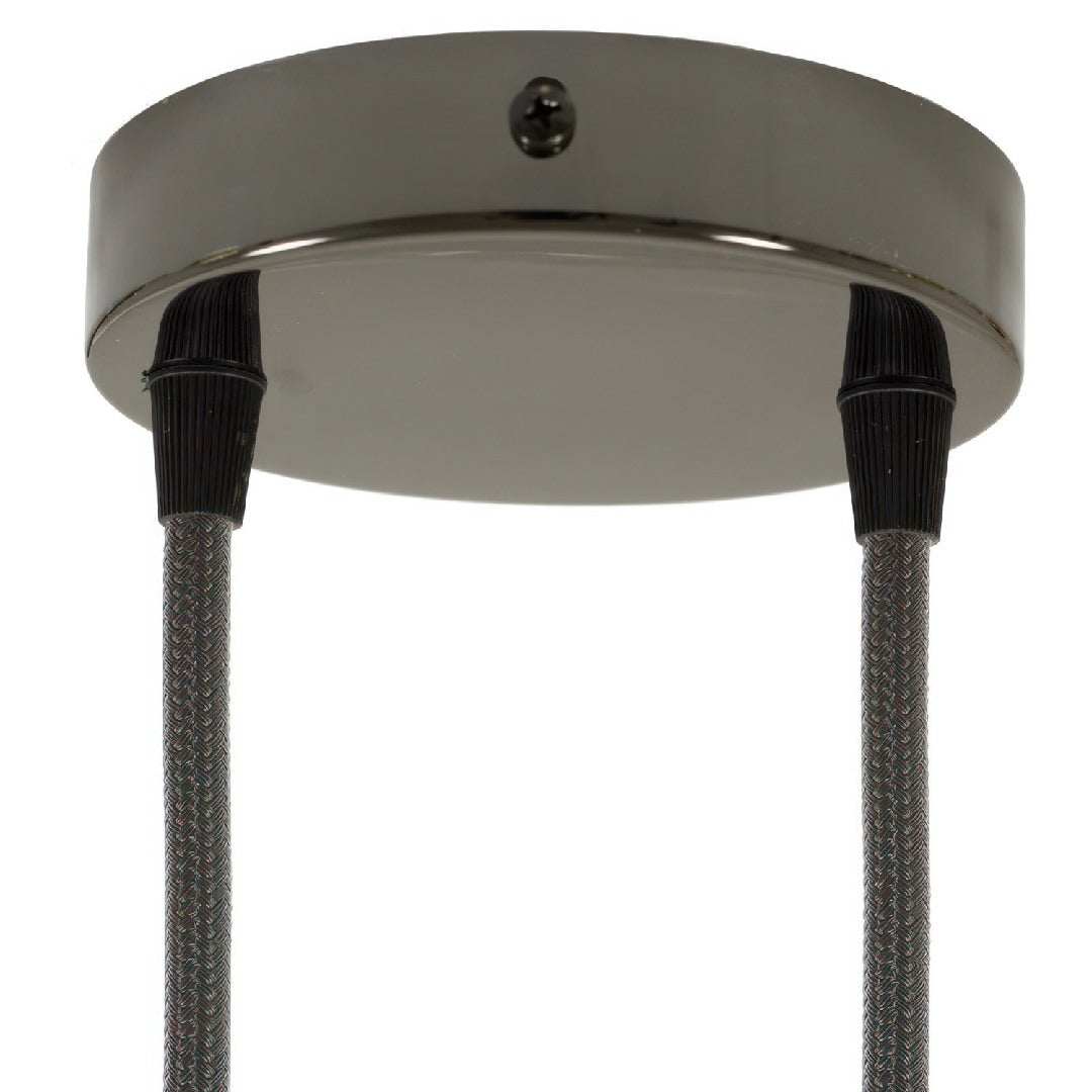 Lubų dangtelis metalinis ø12 cm, 2 angos laidams, juoda blizgi