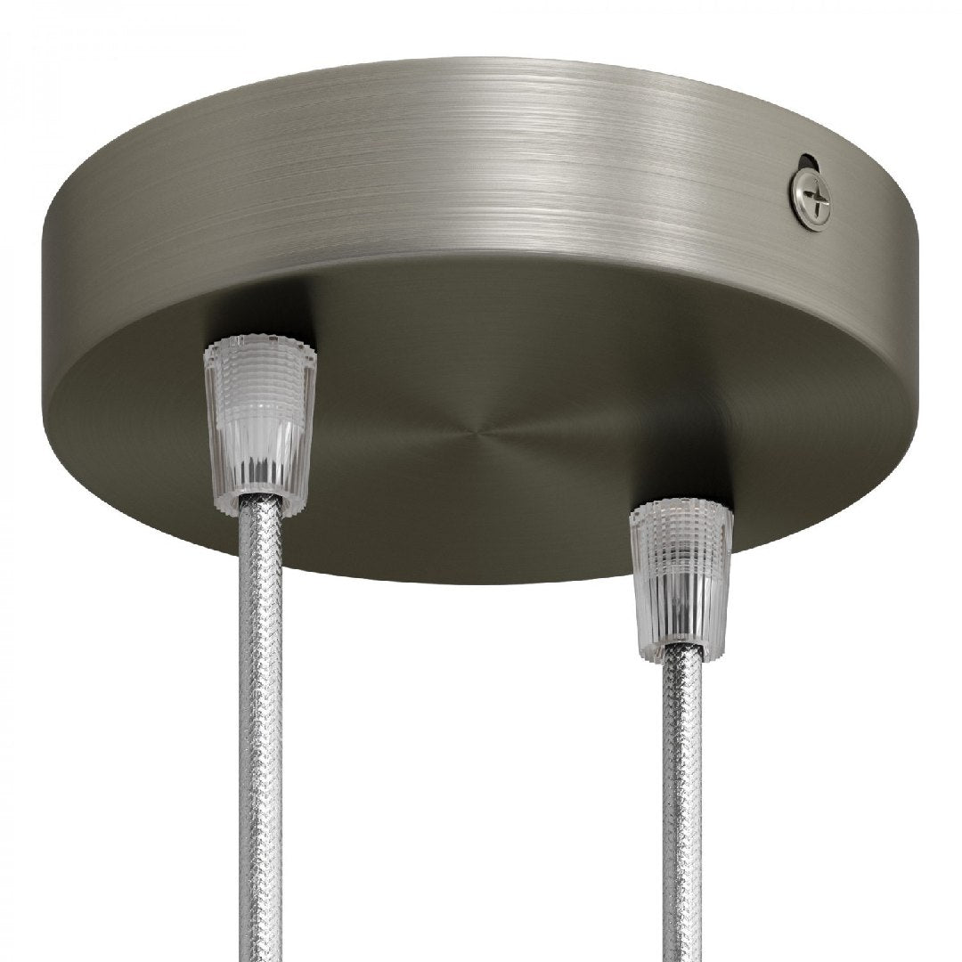 Lubų dangtelis metalinis ø12 cm, 2 angos laidams, titano pilka