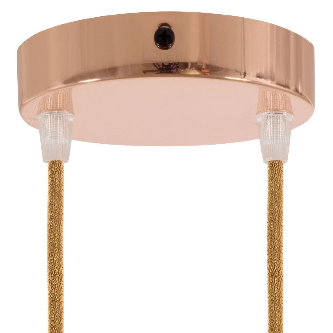 Lubų dangtelis metalinis ø12 cm, 2 angos laidams, vario blizgi