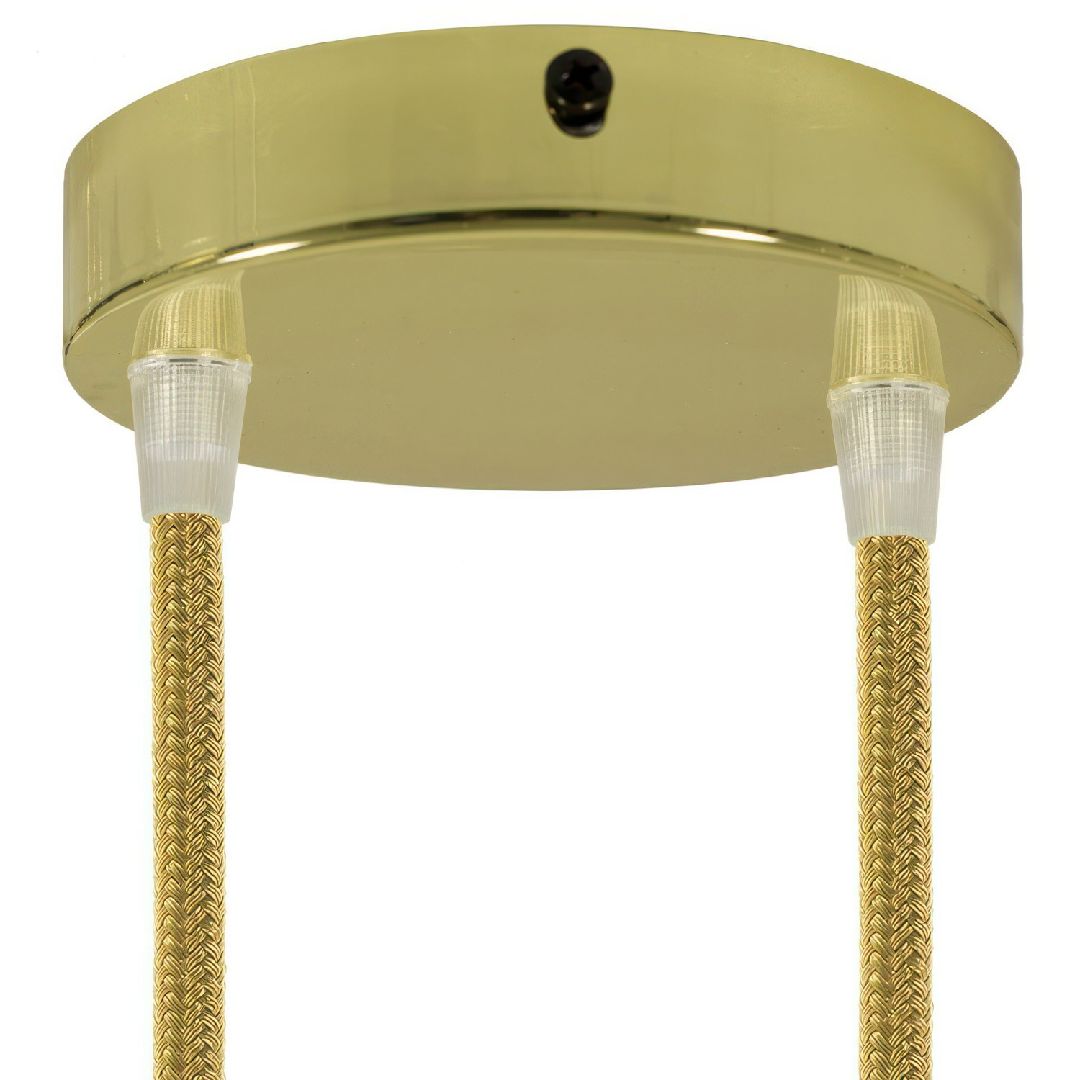 Lubų dangtelis metalinis ø12 cm, 2 angos laidams, žalvario blizgi