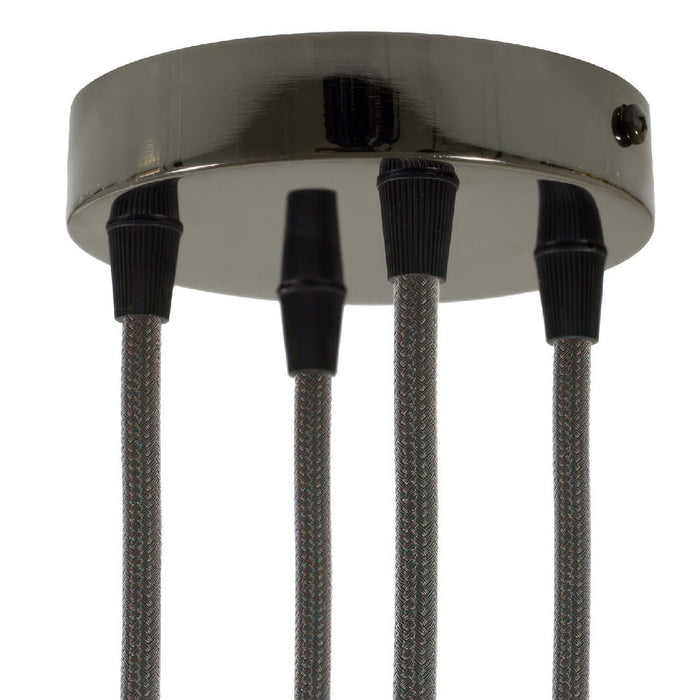 Lubų dangtelis metalinis ø12 cm, 4 angos laidams, juoda blizgi