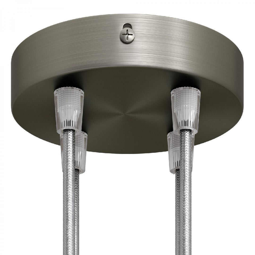 Lubų dangtelis metalinis ø12 cm, 4 angos laidams,  titano pilka