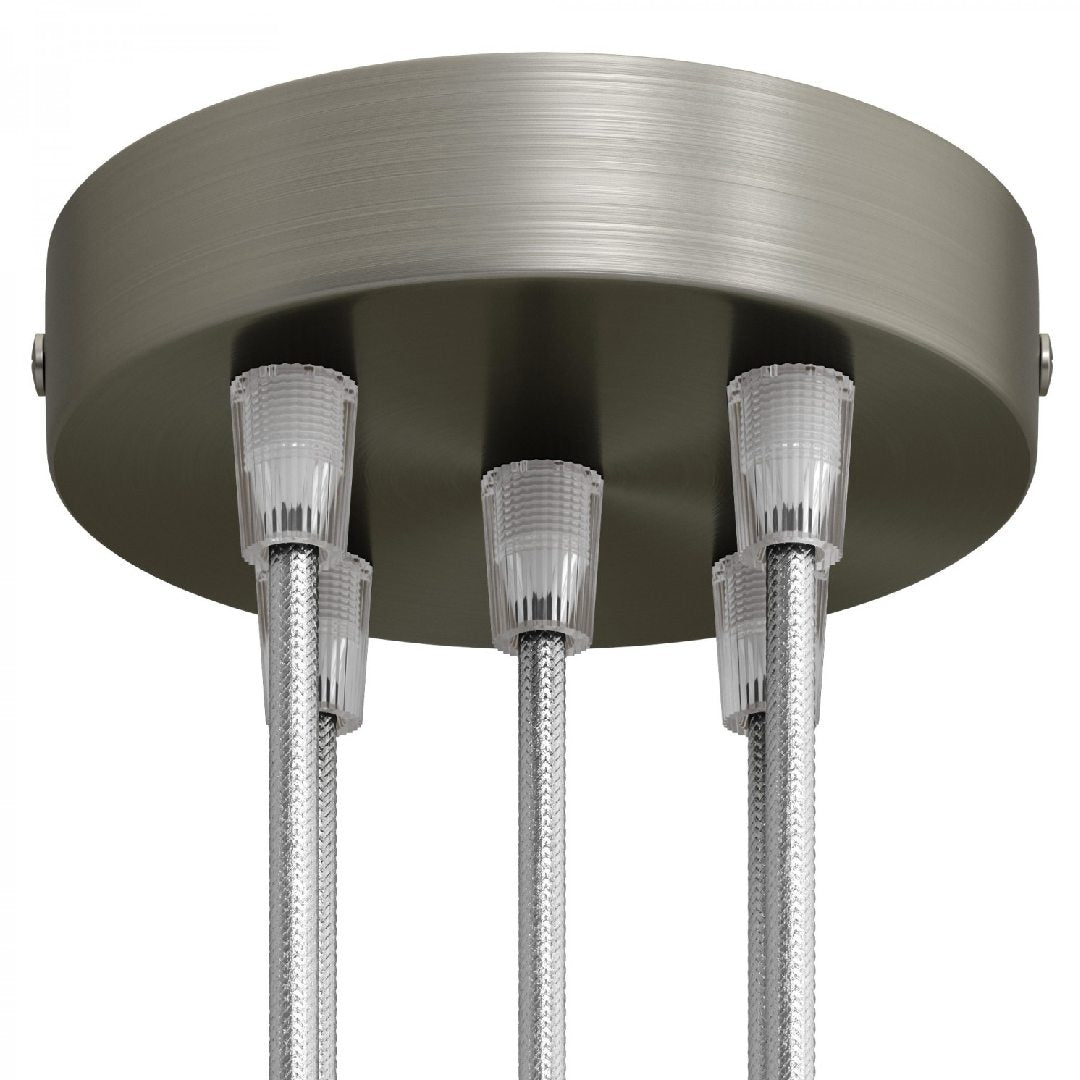 Lubų dangtelis metalinis ø12 cm, 5 angos laidams, titano pilka