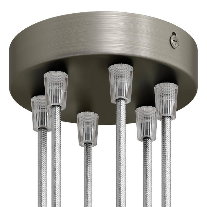 Lubų dangtelis metalinis ø12 cm, 6 angos laidams, titano pilka