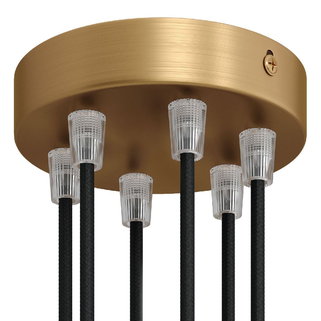 Lubų dangtelis metalinis ø12 cm, 6 angos laidams, žalvario matinė