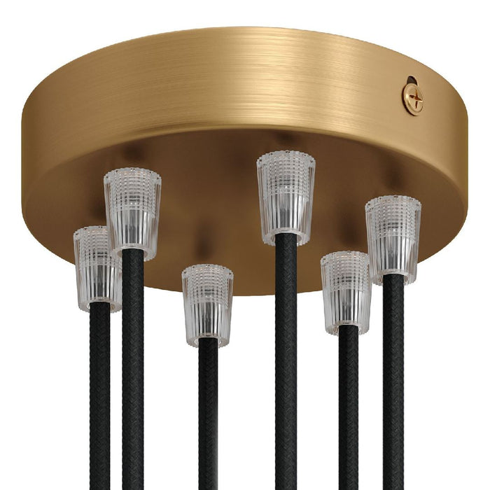 Lubų dangtelis metalinis ø12 cm, 6 angos laidams, žalvario matinė