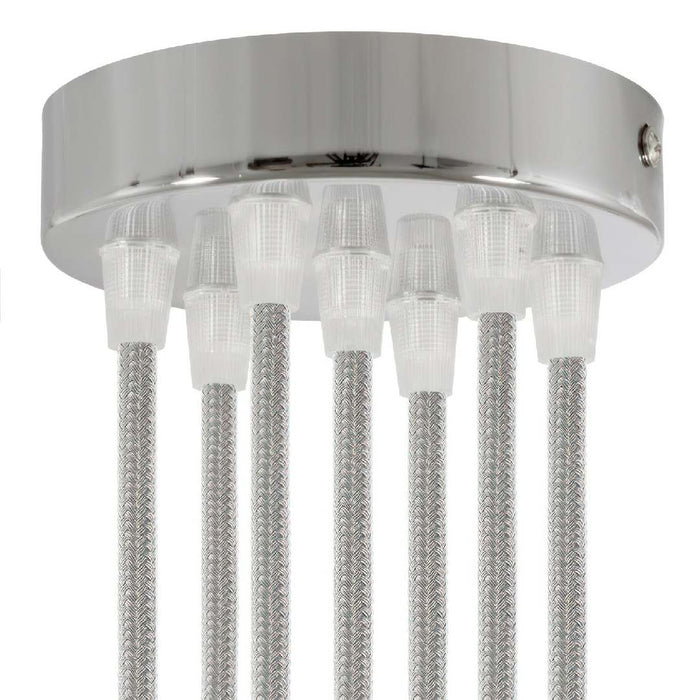 Lubų dangtelis metalinis ø12 cm, 7 angos laidams, chromo pilka