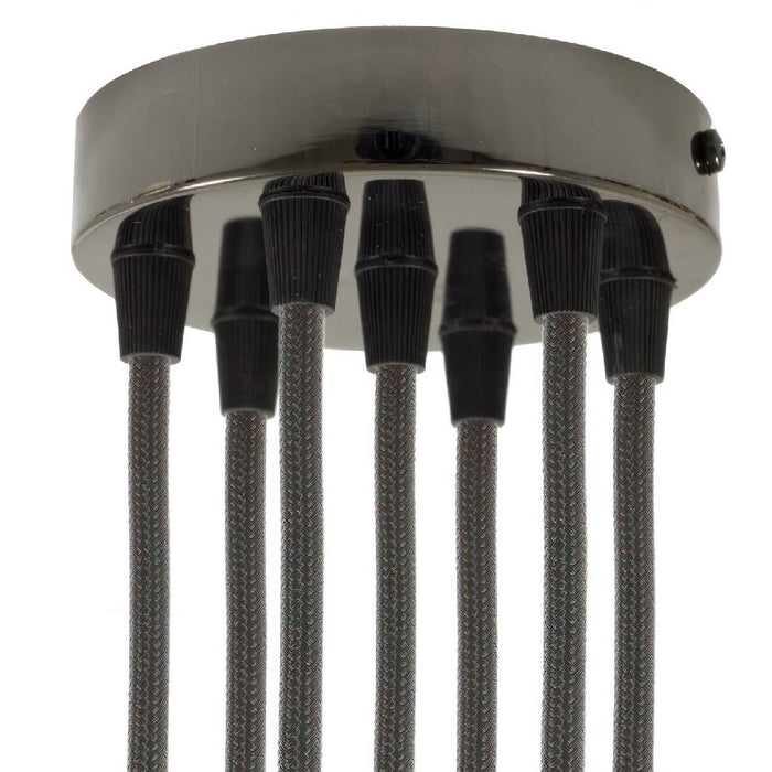 Lubų dangtelis metalinis ø12 cm, 7 angos laidams, juoda blizgi