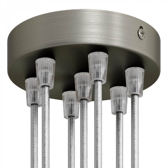 Lubų dangtelis metalinis ø12 cm, 7 angos laidams, titano pilka