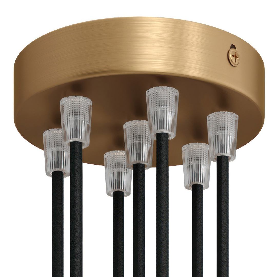 Lubų dangtelis metalinis ø12 cm, 7 angos laidams, žalvario matinė