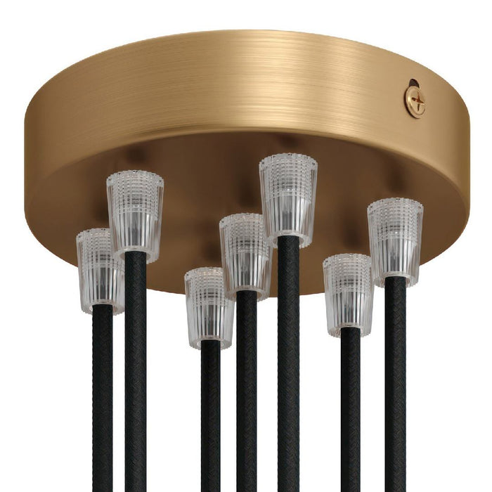 Lubų dangtelis metalinis ø12 cm, 7 angos laidams, žalvario matinė