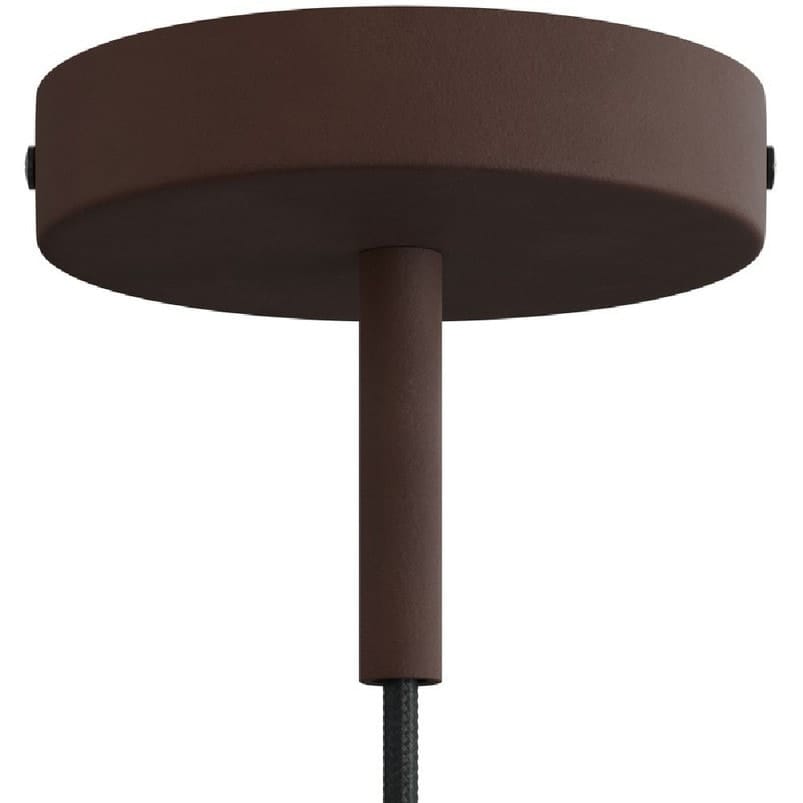 Lubų dangtelis metalinis ø12 cm, tamsiai rudas, 1 anga, 7 cm ilgio vamzdelis