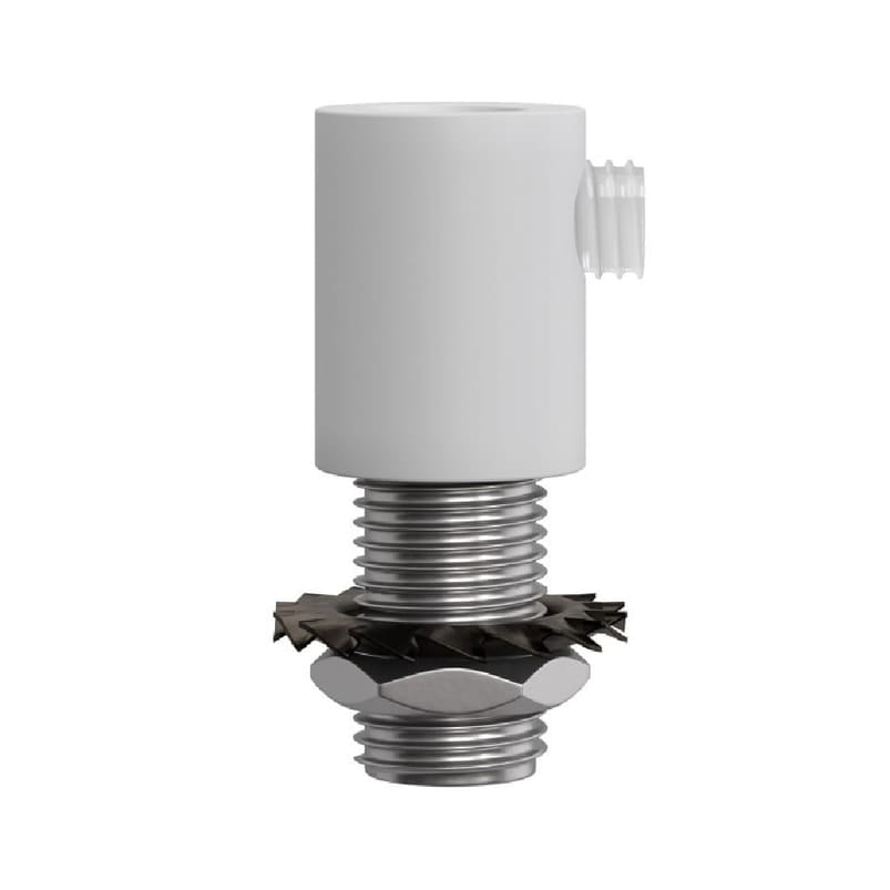 Metalinis cilindrinis laido fiksatorius M10x1, baltas