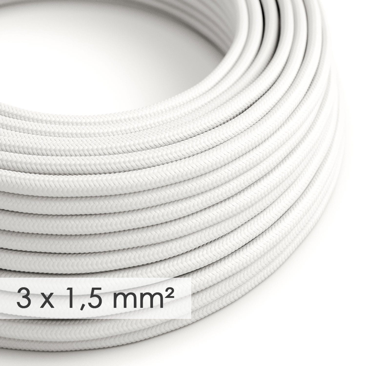 Tekstilinis elektros laidas, 3 x 1,50 mm², baltas