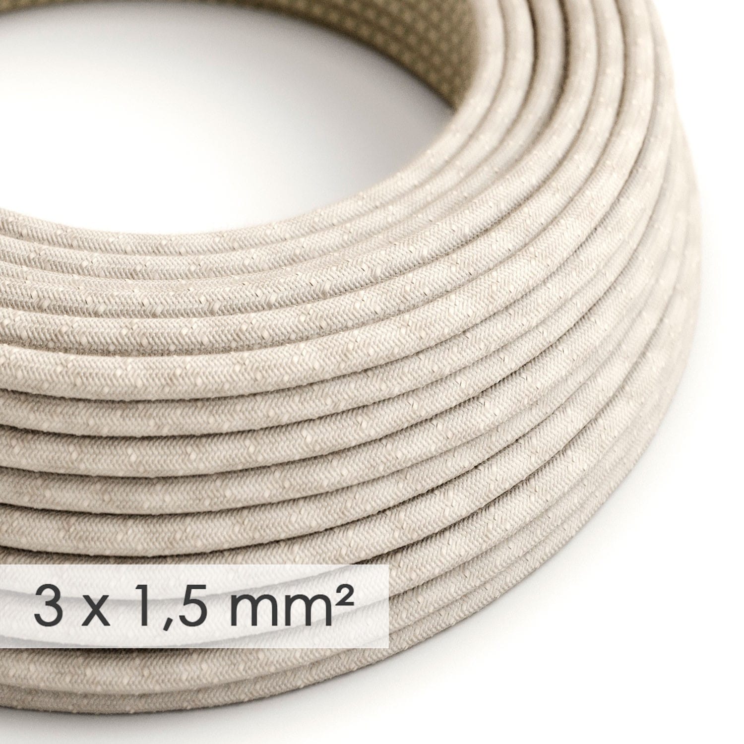 Tekstilinis elektros laidas, 3 x 1,50 mm², lino