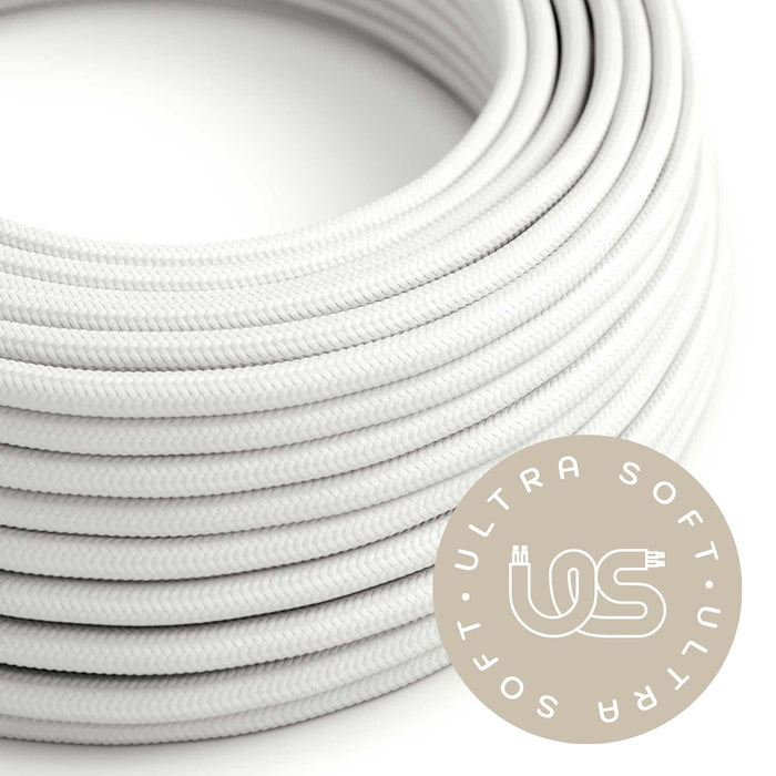Tekstilinis elektros laidas Ultra Soft, baltas blizgus