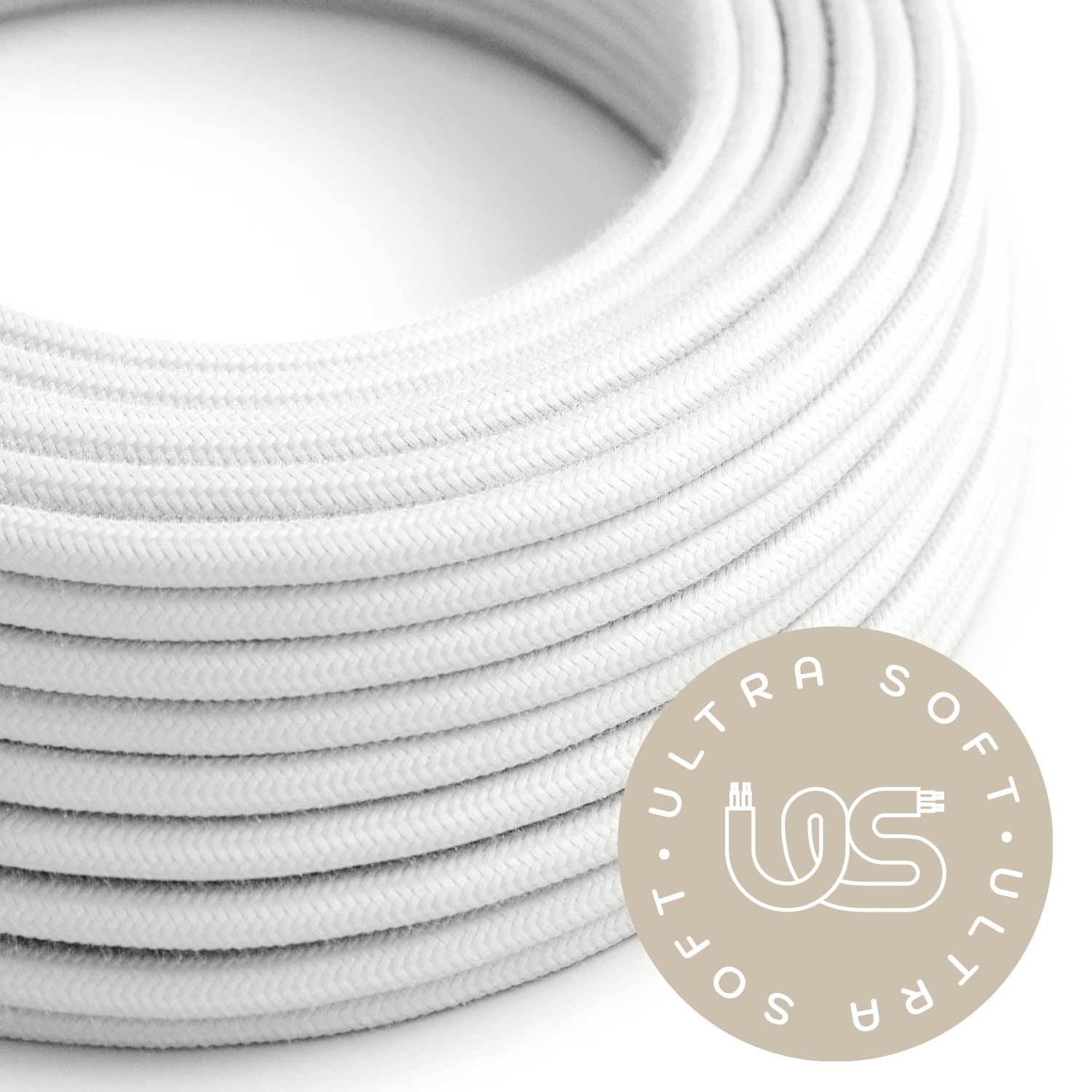 Tekstilinis elektros laidas Ultra Soft, baltas matinis