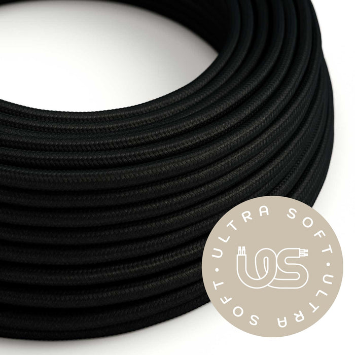 Tekstilinis elektros laidas Ultra Soft, juodas blizgus