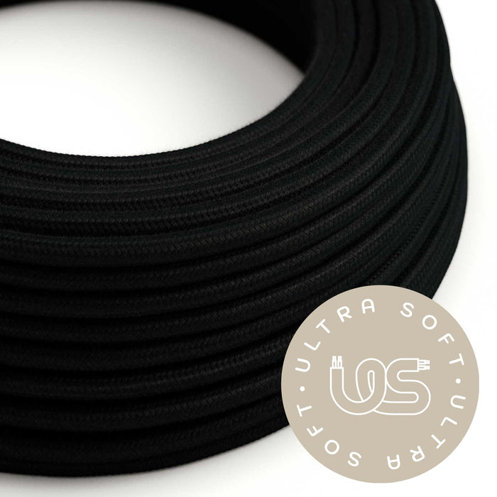 Tekstilinis elektros laidas Ultra Soft, juodas matinis