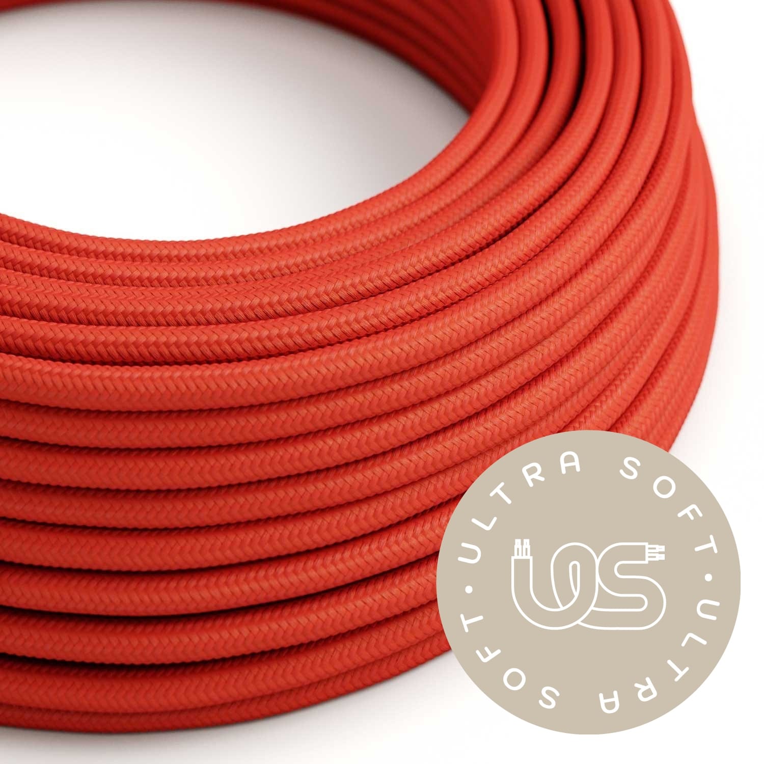Tekstilinis elektros laidas Ultra Soft, raudonas blizgus