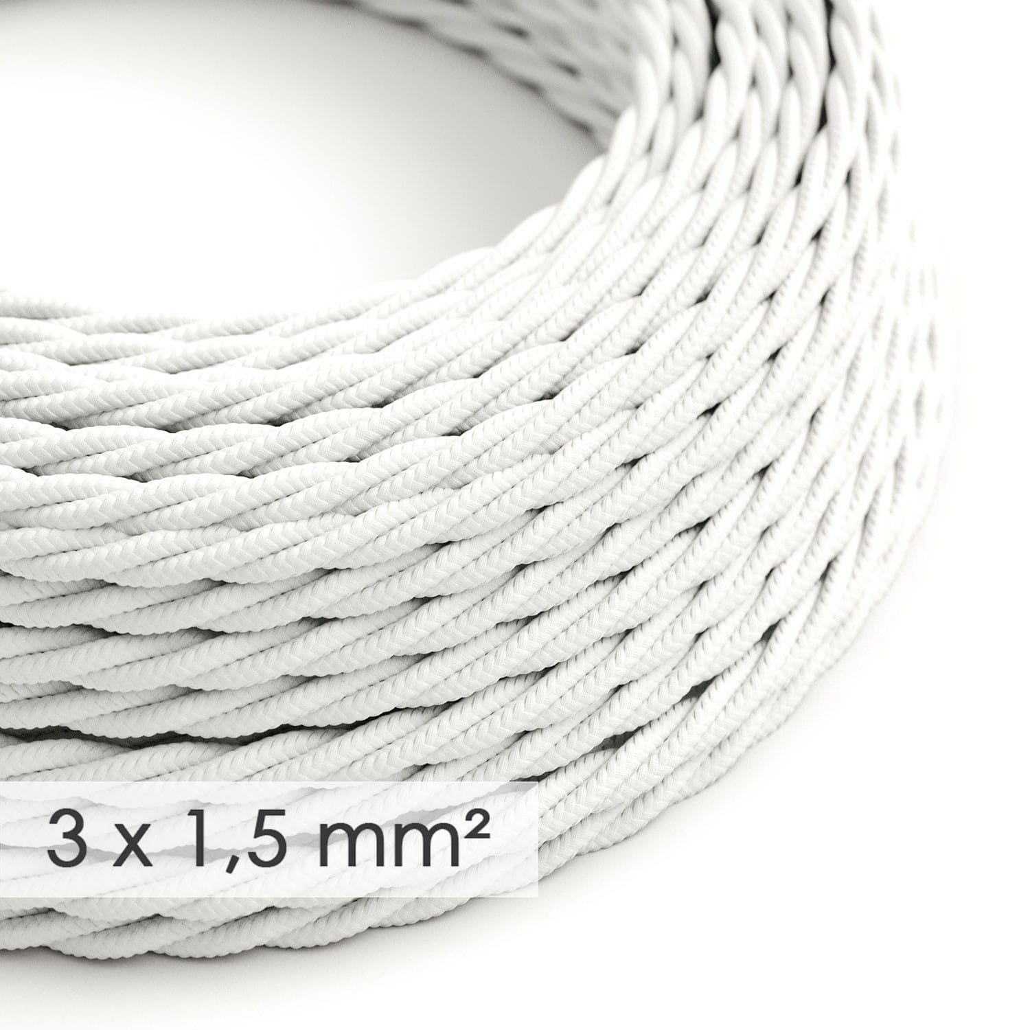 Tekstilinis pintas elektros laidas, 3 x 1,50 mm², baltas