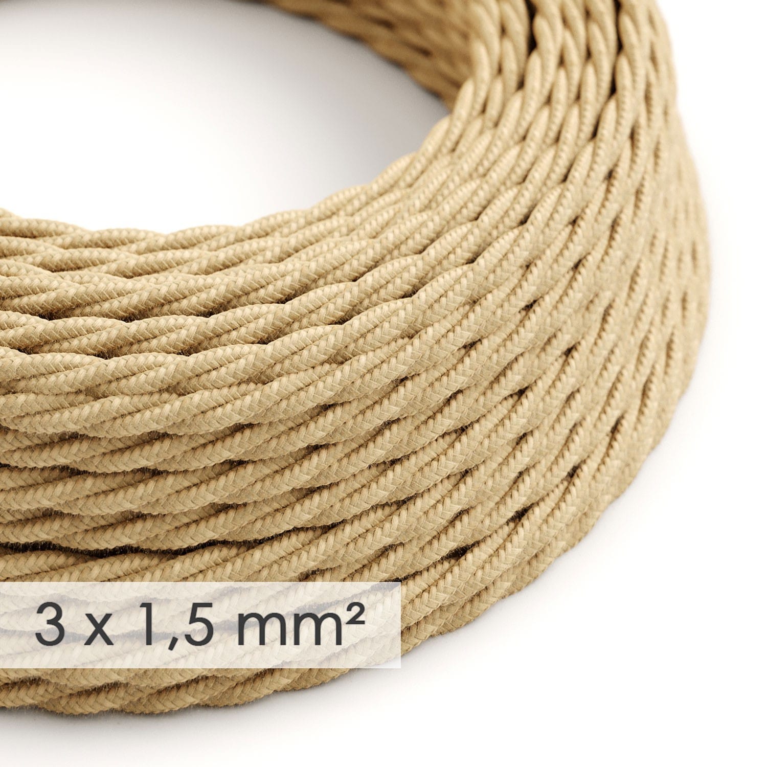Tekstilinis pintas elektros laidas, 3 x 1,50 mm², džiuto