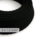 Tekstilinis pintas elektros laidas, 3 x 1,50 mm², juodas