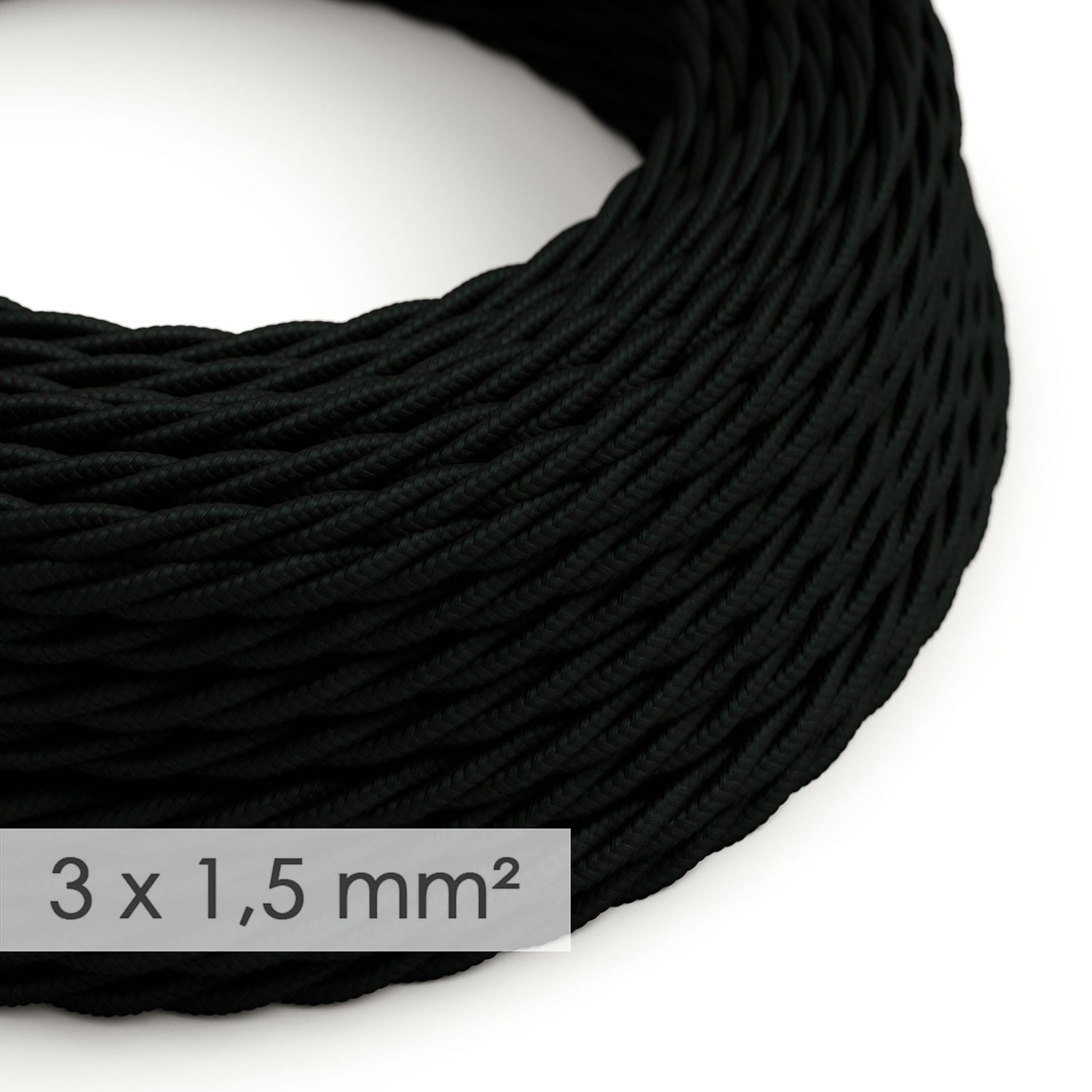 Tekstilinis pintas elektros laidas, 3 x 1,50 mm², juodas