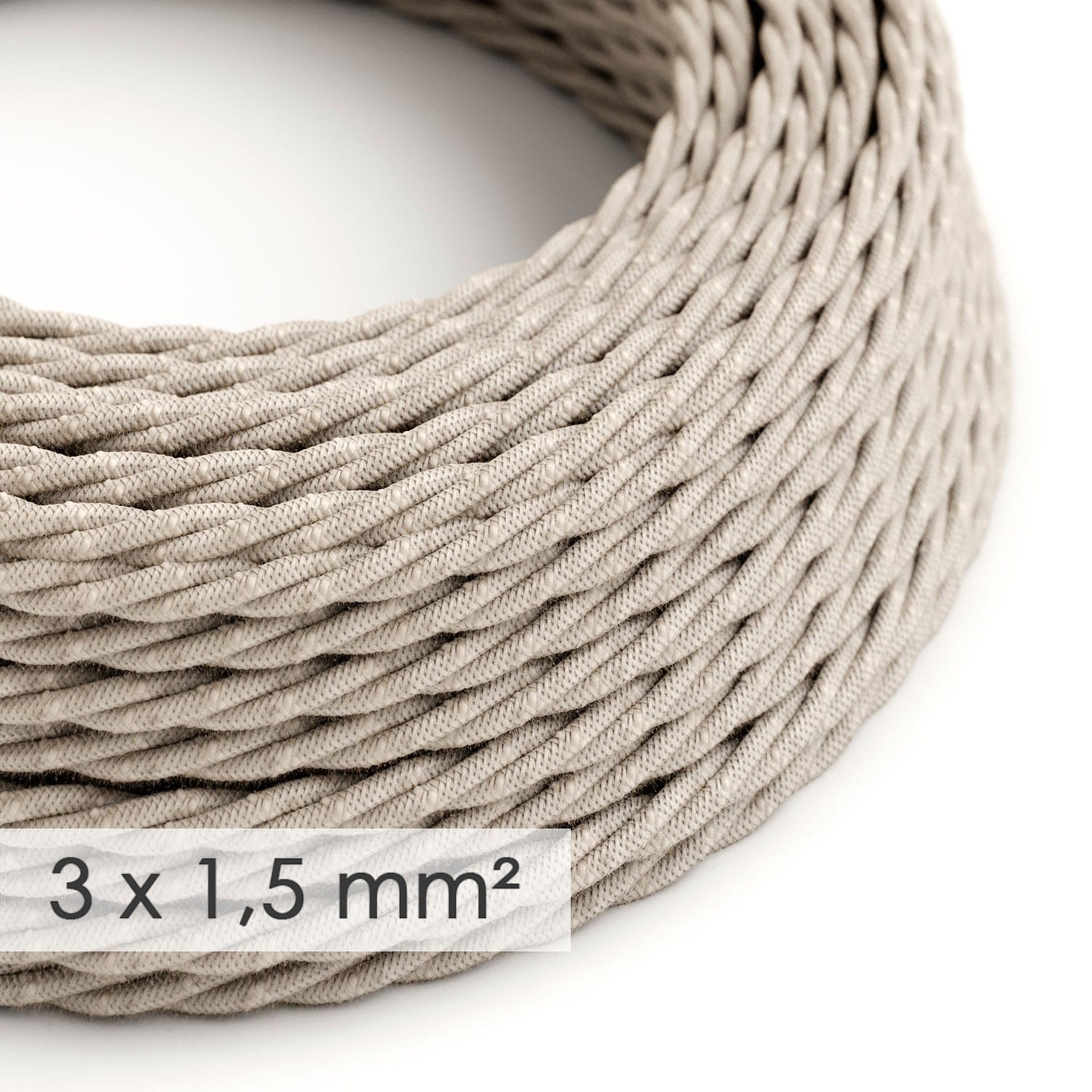 Tekstilinis pintas elektros laidas, 3 x 1,50 mm², lino