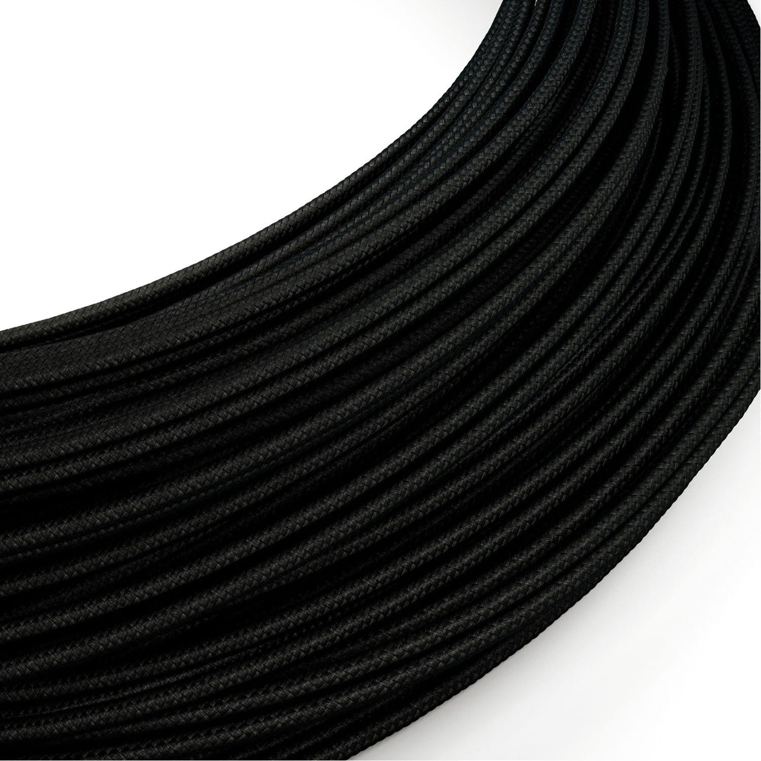 Žemos įtampos tekstilinis laidas, 2 x 0,35 mm², ø3,8 mm, juodas blizgus