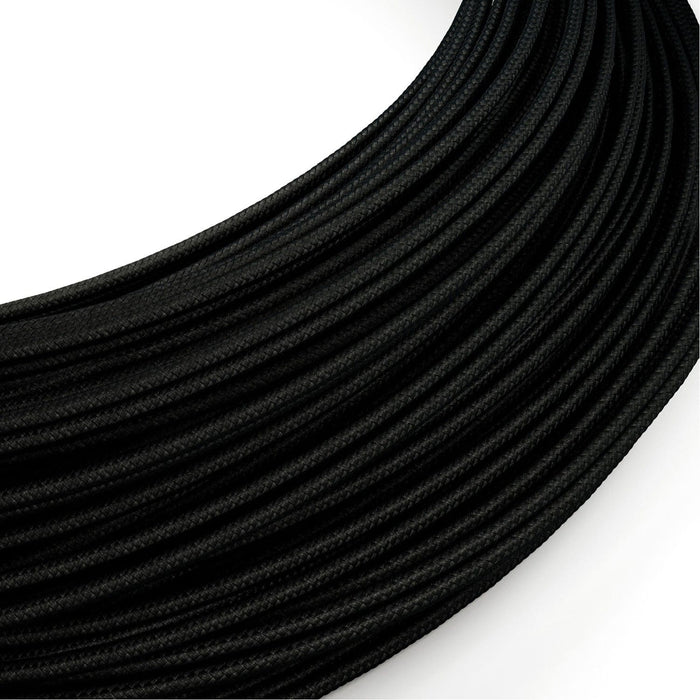 Žemos įtampos tekstilinis laidas, 2 x 0,35 mm², ø3,8 mm, juodas blizgus